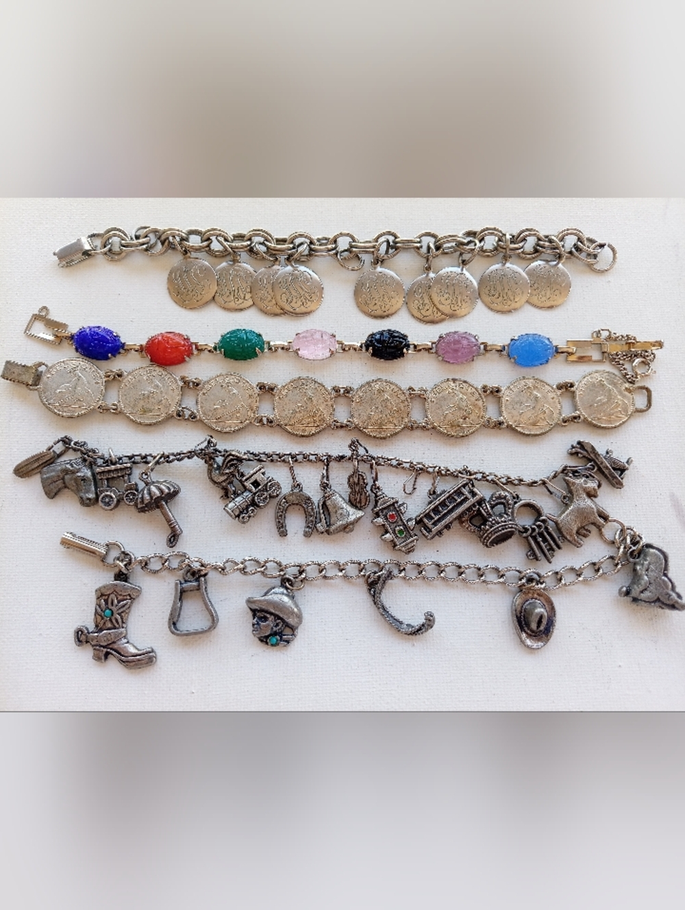 Vintage Silver Charm Bracelet Lot